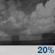 Friday Night: A 20 percent chance of showers.  Partly cloudy, with a low around 57.